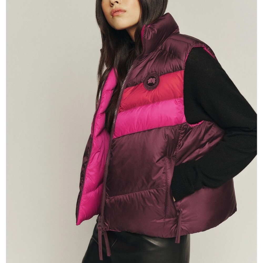 Reformation x Canada Goose Layla Puffer Jacket Vest Reversible Sangria Multi M